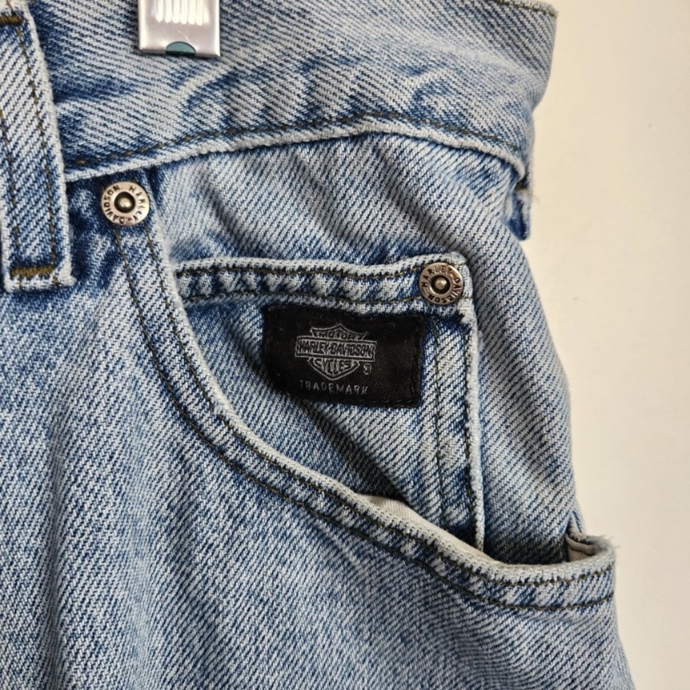 Vintage Harley Davidson Jeans 90s High Waisted Rise 100% Cotton Straight Leg - Picture 5 of 12